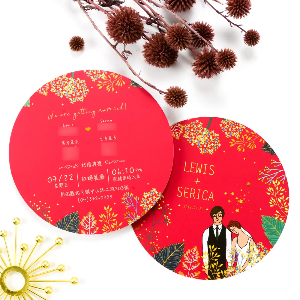 QT101圓形喜帖-紅色 wedding invitation QT101紅 1 20180612 v2
