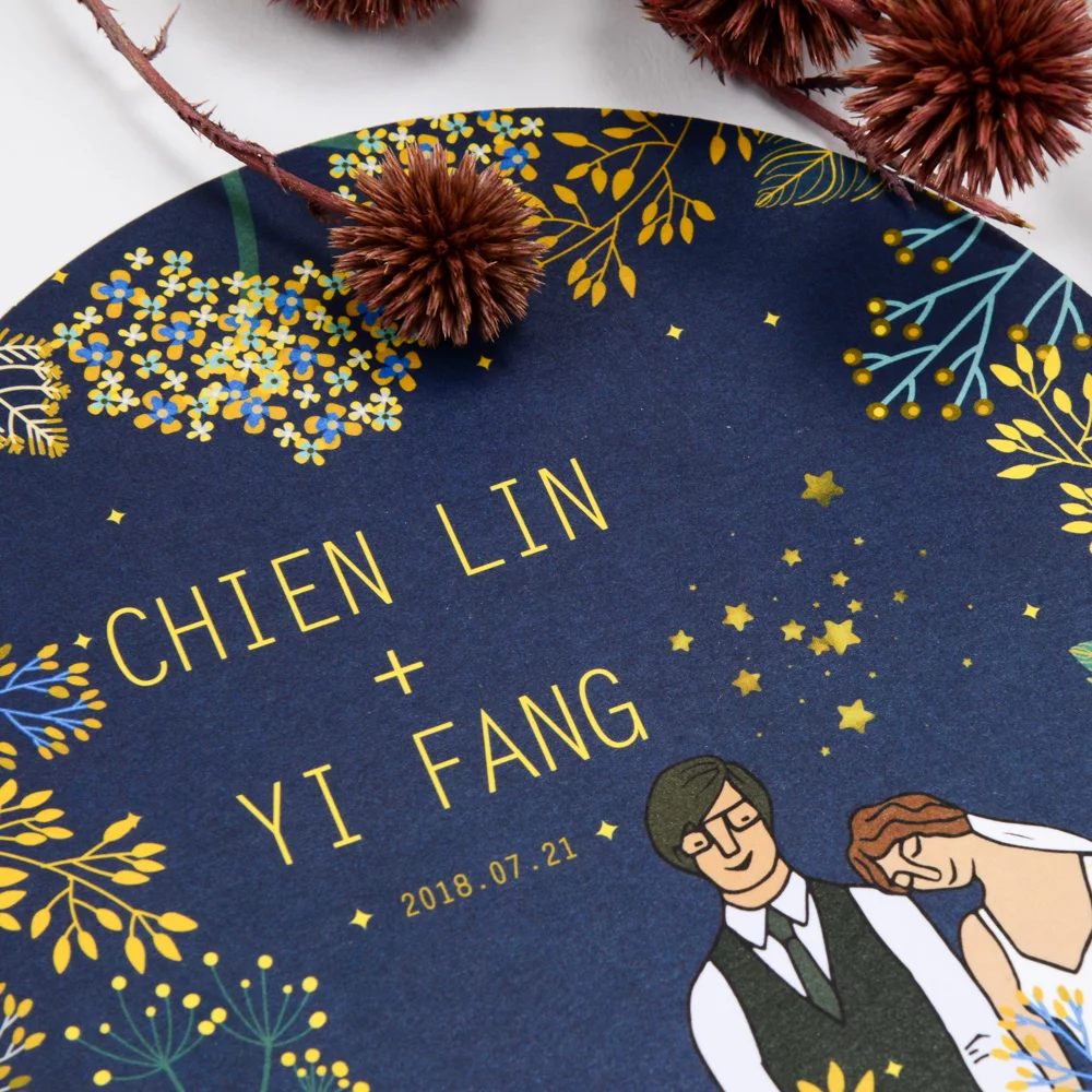 QT101圓形喜帖-藍色 QT101圓形喜帖-藍色