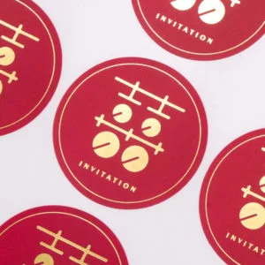 信封、燙金與貼紙 36 圓形西式紅囍字 2019120502